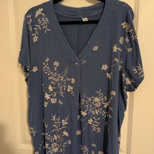 Old Navy XL Luxe Blue Floral Shirt